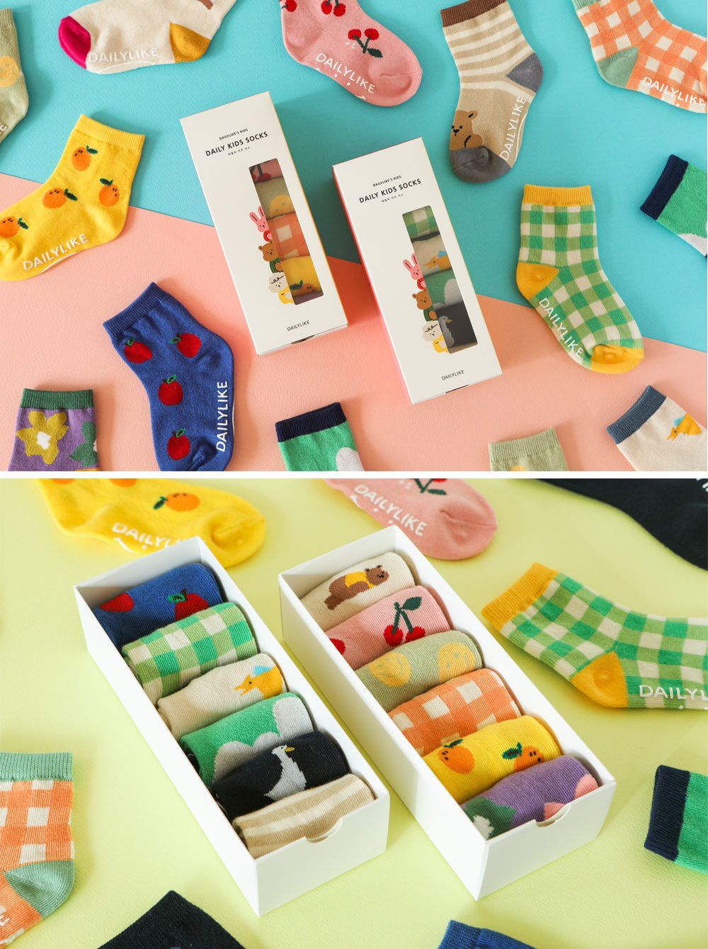 韓國 Daily Like - 兒童襪子/中筒襪6入組-4