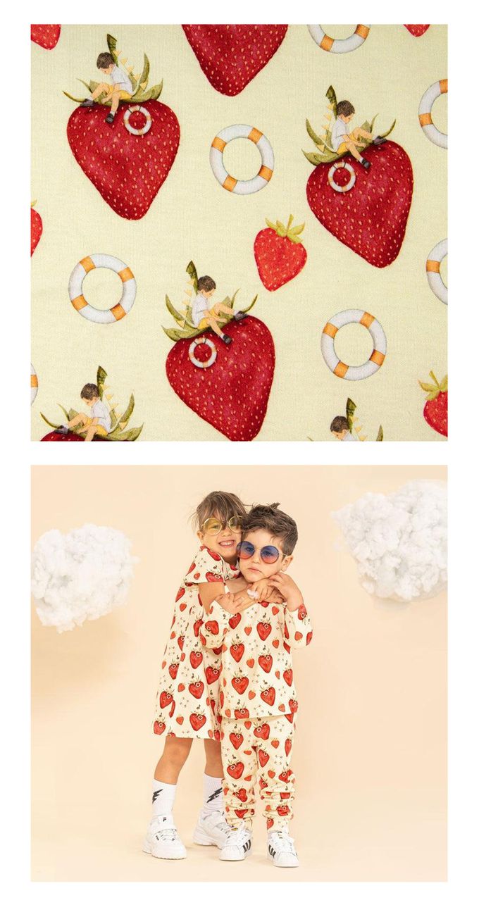 英國 SLEEP NO MORE - 100% 有機棉兒童圓領長袖上衣-草莓 (1.5-2 Y)