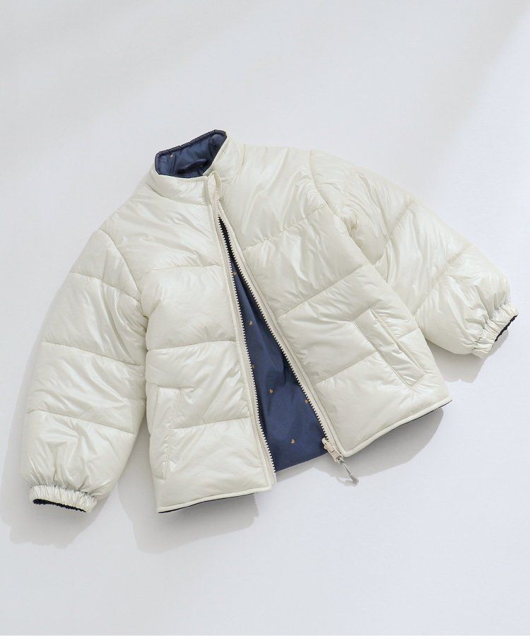 日本 apres les cours - 珍珠光澤正反2WAY鋪棉外套(可機洗)-彩色幾何-橘棕