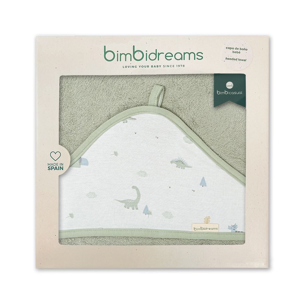【bimbidreams】竹纖維掛勾連帽浴巾禮盒 100x100cm(寶寶新生兒禮 滿月禮 彌月禮 嬰兒禮盒)-恐龍樂園