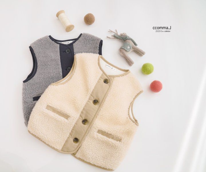 韓國 ccomma. J - 搖粒絨百搭背心-米