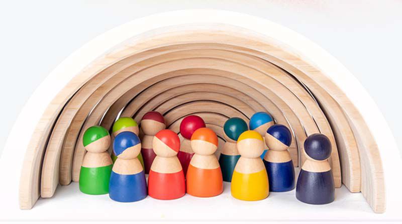 ColorFan - 益智彩虹積木-亮面小人積木(12入/組)(不含木盤)