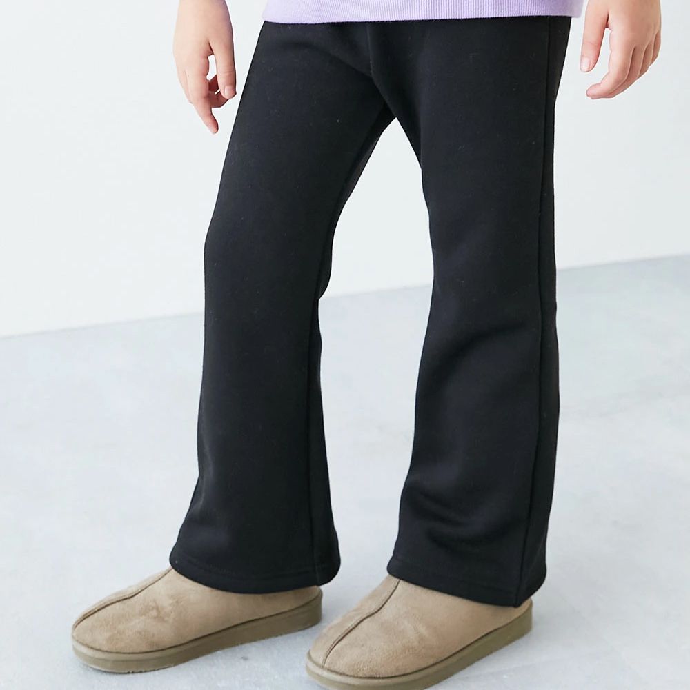 RICH WARM 保暖裏毛喇叭長褲-黑