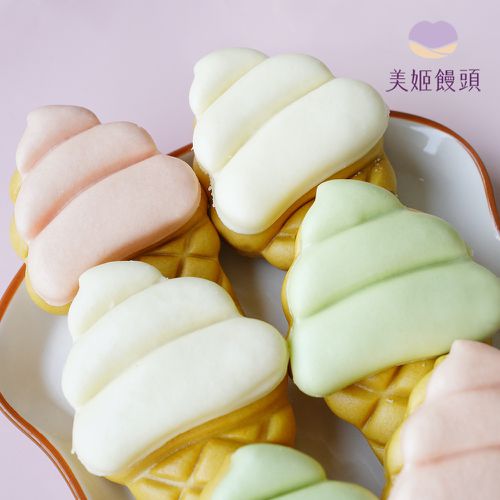彩虹冰淇淋鮮乳造型饅頭 (一盒六入)-34g