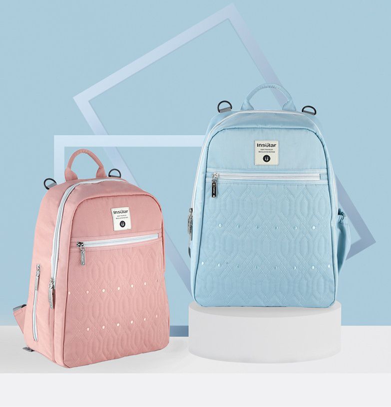 insular - 大開口防潑水菱形紋媽媽包-黑色 (30x18x40cm)