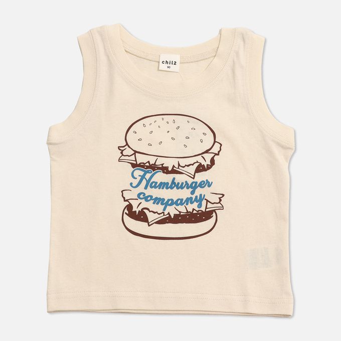 日本 Chil2 - [超低價] 100%棉 童趣印花背心上衣-彩虹-奶油白