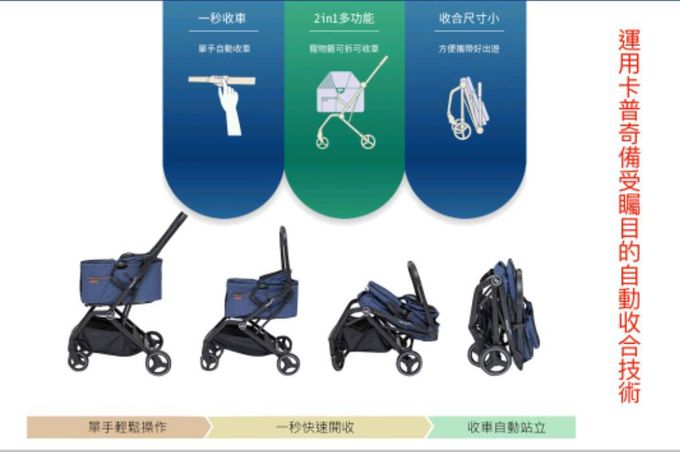 美國卡普奇Capucci - 可分離式座艙自動秒收寵物車-經典灰