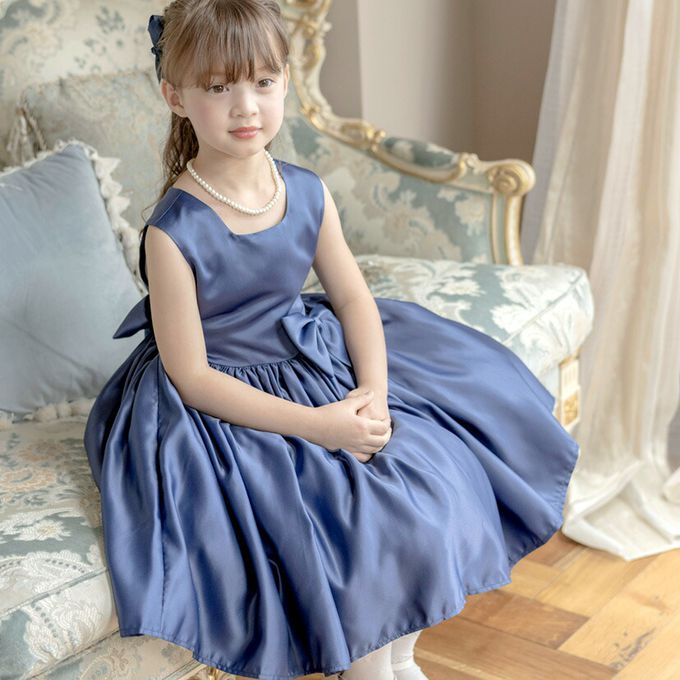 日本 Catherine Cottage - 大蝴蝶結緞面​澎澎洋裝/小禮服-煙燻粉