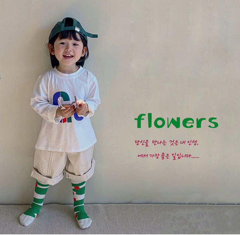 兒童中筒襪 (四入一組)-1092可愛碎花襪