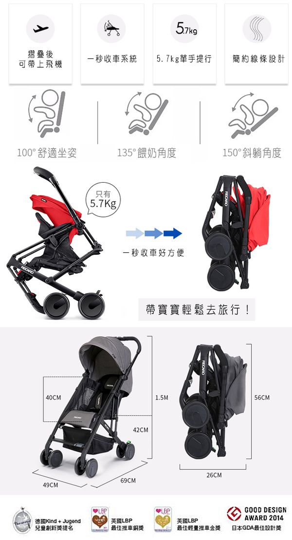 德國 RECARO - Easylife嬰幼兒手推車-寶石藍