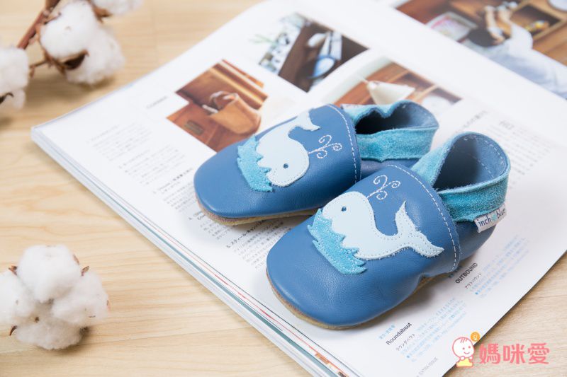 英國Inch Blue - 真皮手工寶寶鞋-水彩花