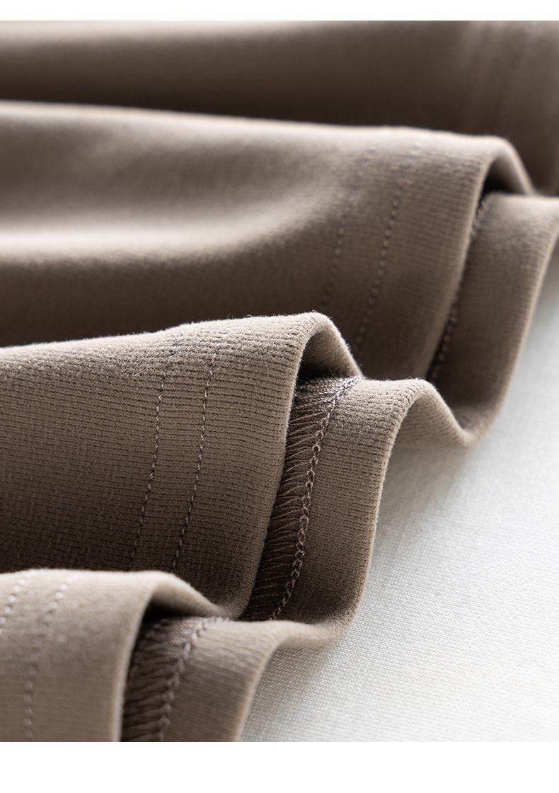 加絨暖暖長袖上衣-圓領-咖啡色 (F(建議40-70kg))