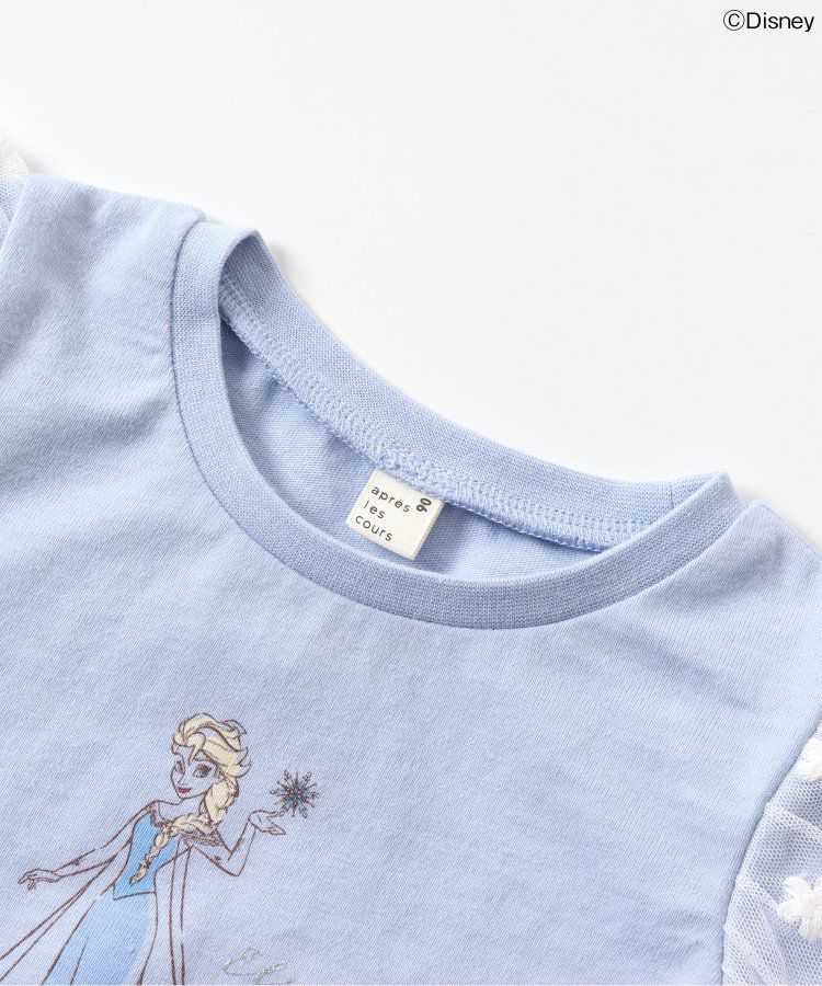 日本 apres les cours - 迪士尼 公主蕾絲澎澎短袖上衣-冰雪奇緣-水藍