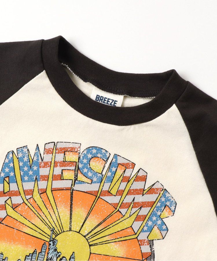 日本 BREEZE - 復古老爺車美式印花長袖上衣-可可x炭黑