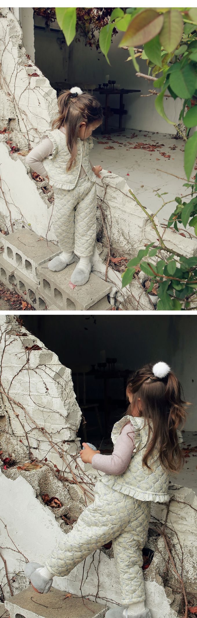 韓國 Puellaflo - 荷葉布邊小領長袖上衣-藕粉