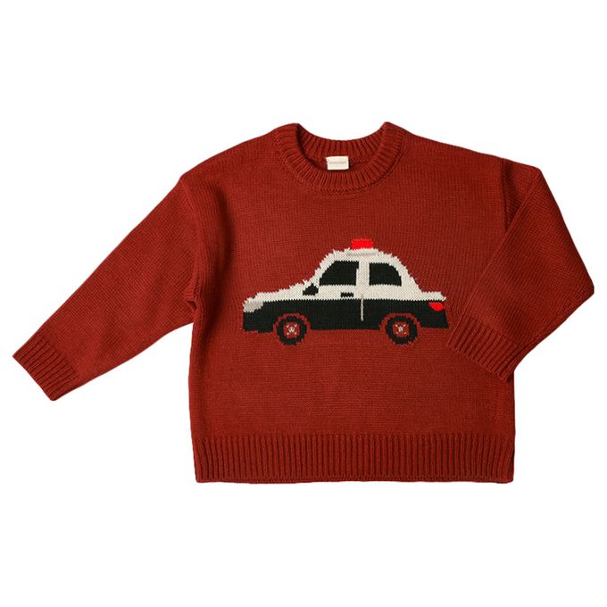 akachan honpo - 針織休閒上衣-緹花-紅色