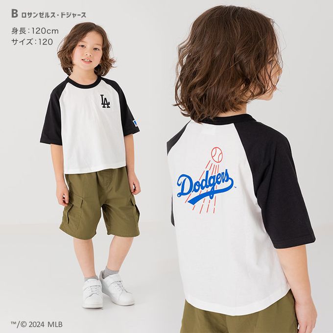 日本 Chil2 - MLB聯名 純棉印花短袖上衣-奧克蘭運動家-綠x黃