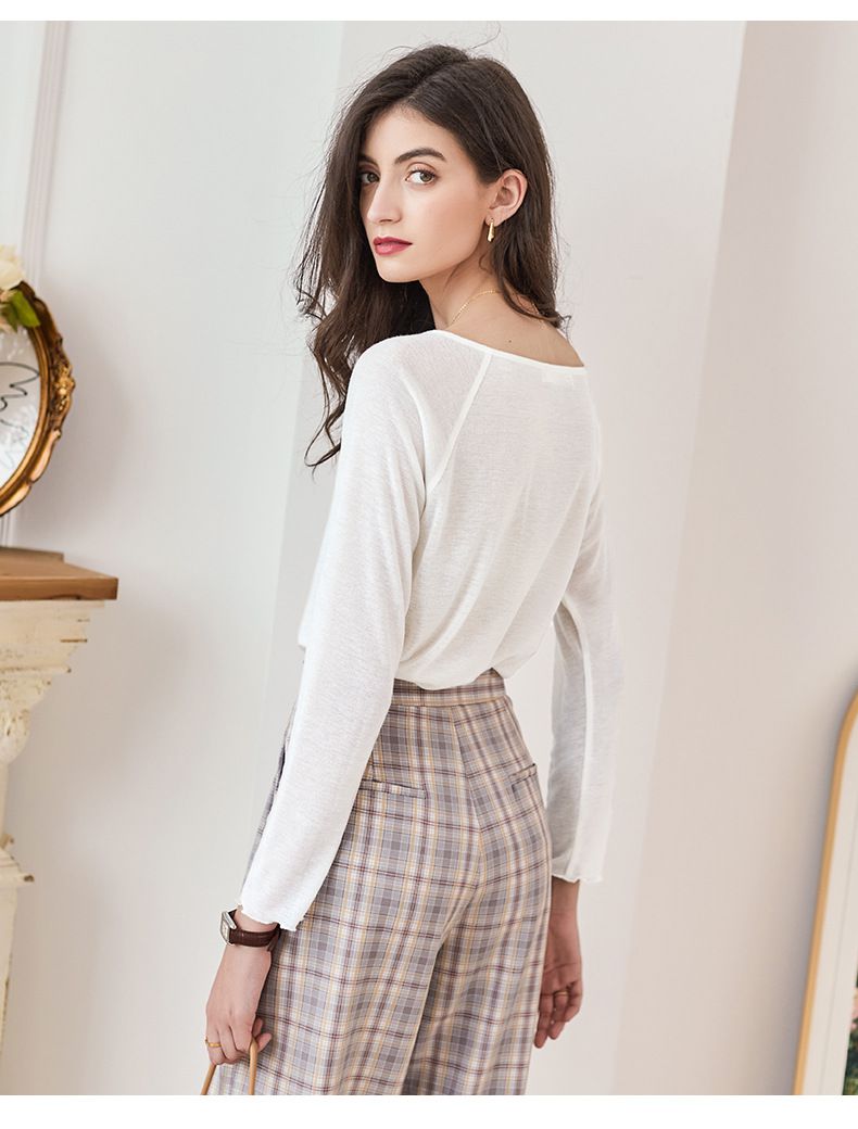 慵懶基礎長袖上衣-白色