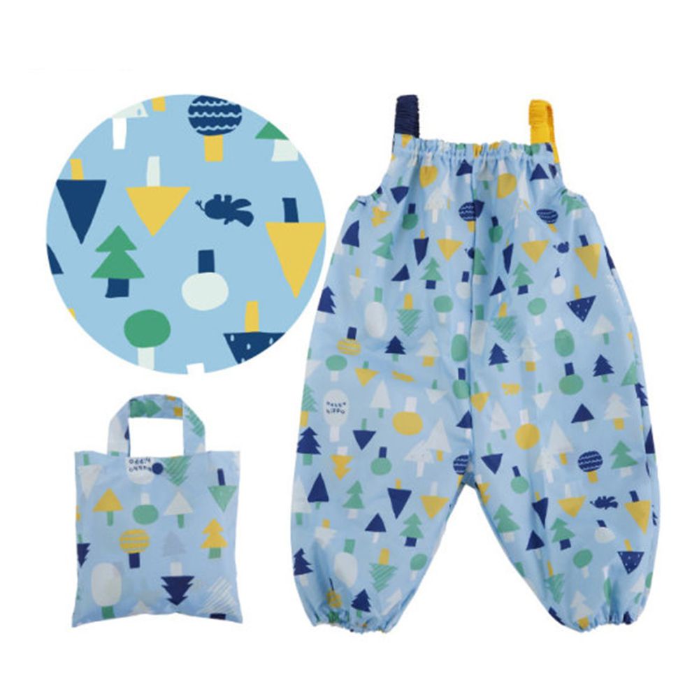 日本 kukka hippo - 小童遊戲服/玩沙衣(附收納袋)-藍綠森林 (90cm)