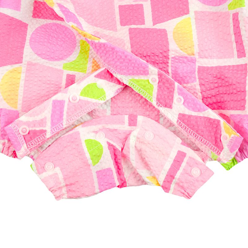 akachan honpo - 甚平包屁衣-幾何圖案-粉紅色