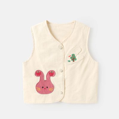 CUTEPANDA'S - 純棉百搭背心-撞色小兔子-米白