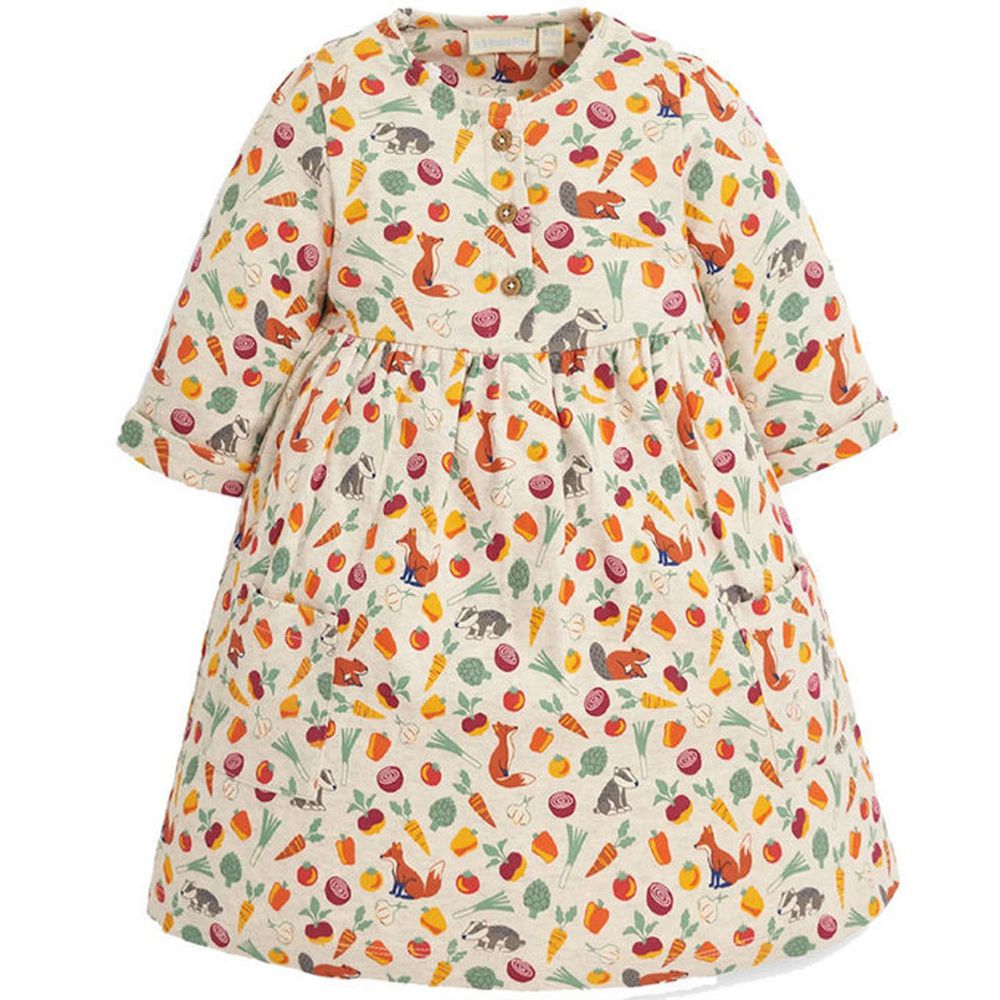 英國 JoJo Maman BeBe - 嬰幼兒/兒童100％純棉長袖洋裝-甜美果園