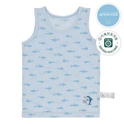 韓國 Ppippilong - aerocool 涼感快乾背心內衣(男寶)-酷鯊魚-淺灰藍