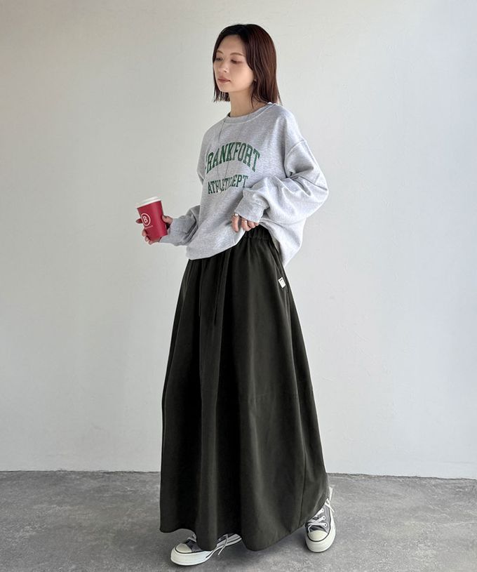 日本 Classical Elf - Java 桃皮磨毛感繭型蓬盈長裙(有口袋)-黑