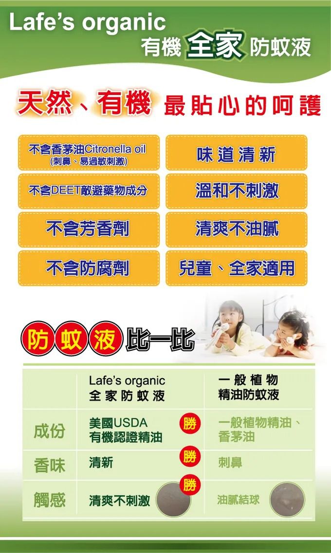 美國 Lafe's organic - 有機全家防蚊液-118ml*3入