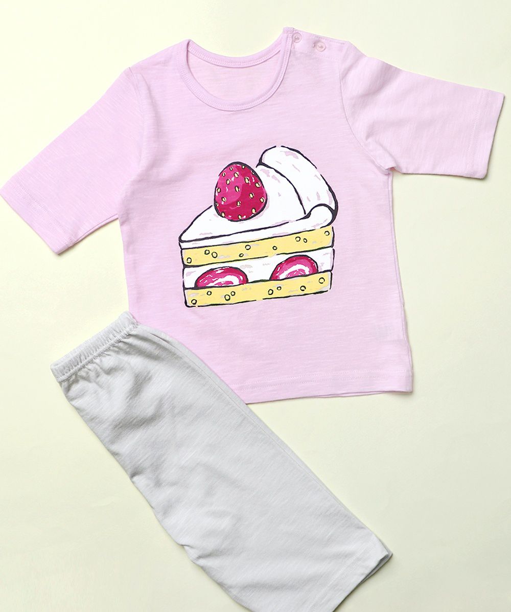 韓國 Mellisse - 韓製莫代爾涼感7分袖家居服-草莓蛋糕