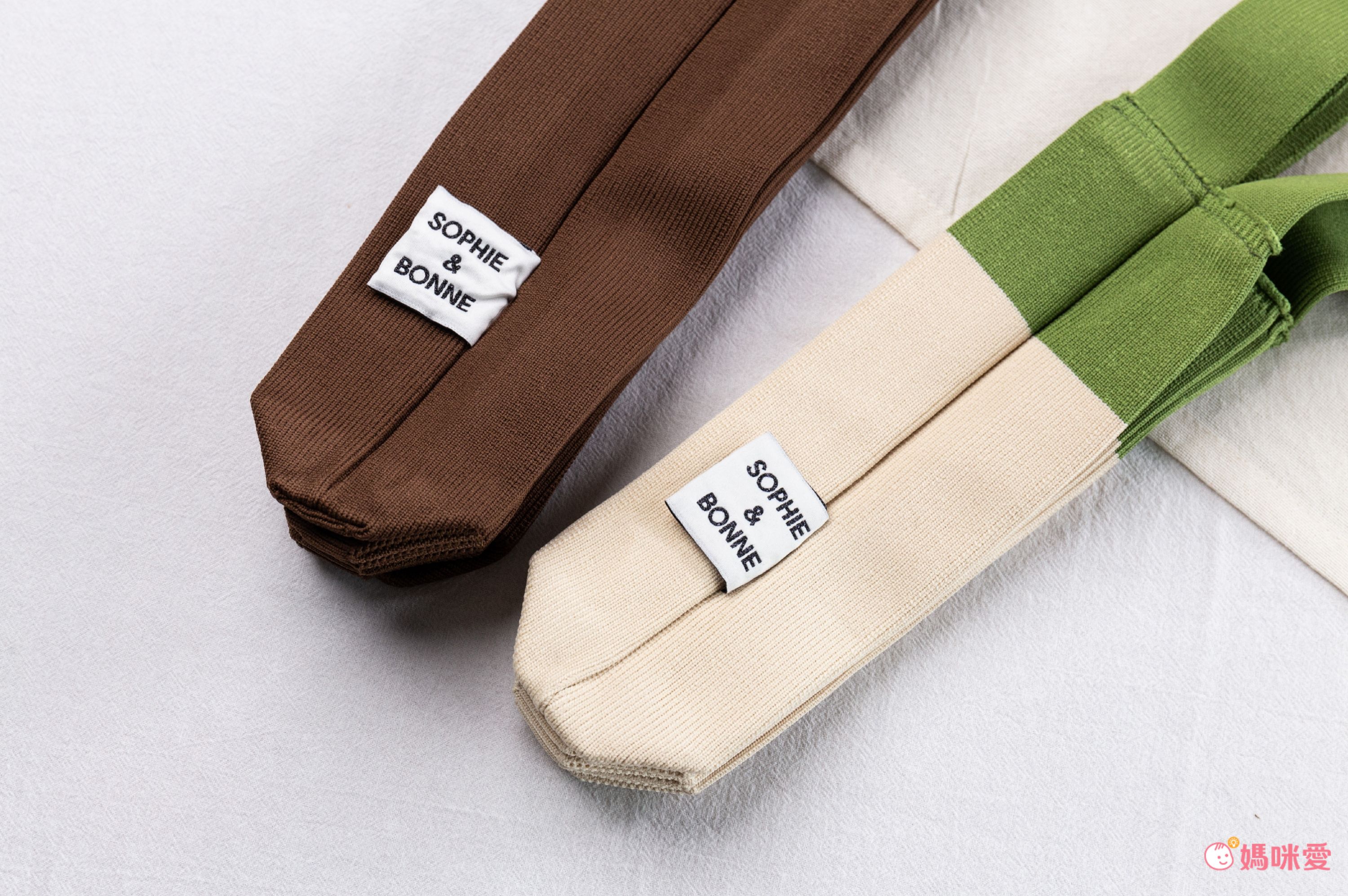 韓國 SOPHIENBONNE - 百褶彈性針織撞色手提/肩背包-咖X紅 (S)