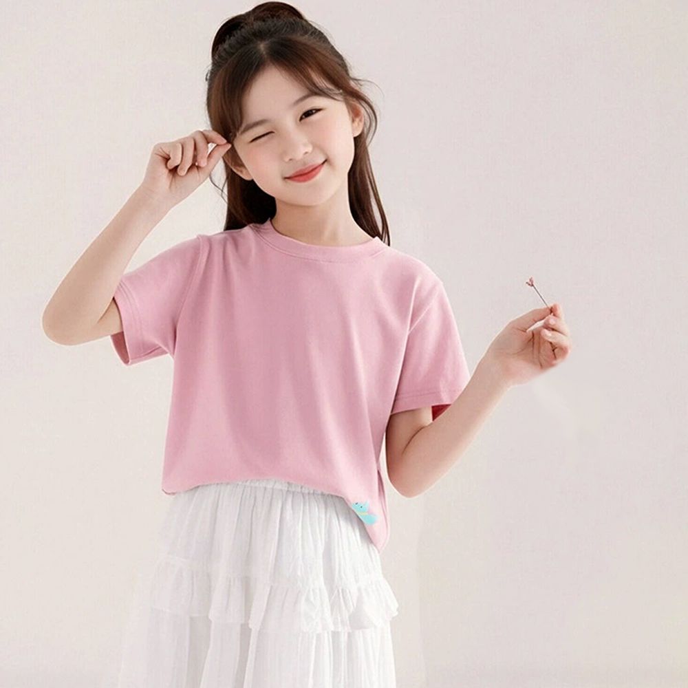 軟綿綿百搭短袖上衣/T恤-小狗印花-粉色