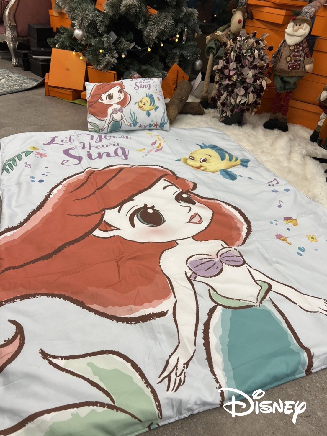 Disney 迪士尼 - 科技棉兒童三合一睡墊 -Q版美人魚-枕頭+枕套*1/睡墊*1/被子*1