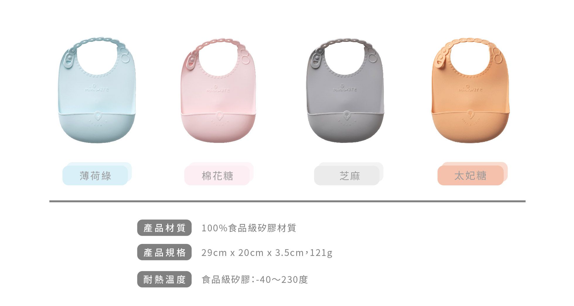 美國Miniware - 矽膠圍兜單入組 - 棉花糖