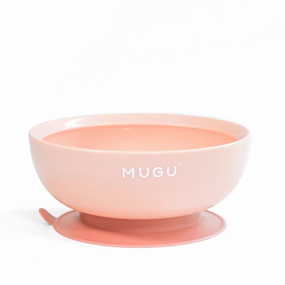 MUGU - 幼兒防漏學習吸盤碗-粉色-340ml