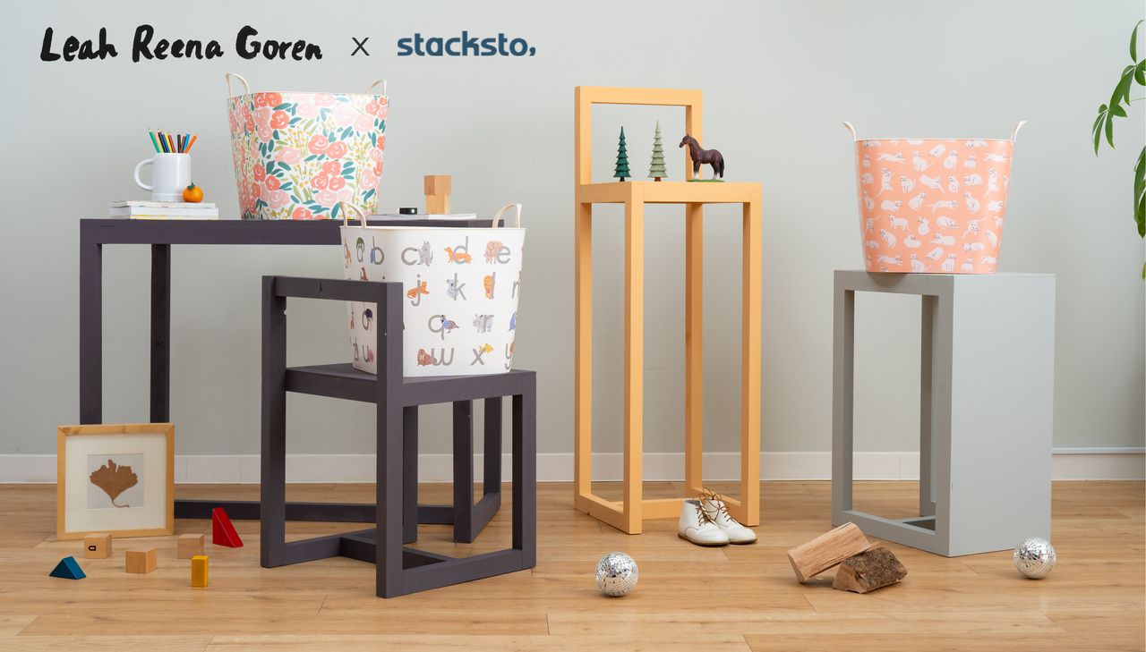 日本stacksto - 日本 Stacksto X Leah Goren 聯名收納籃-ABC (33.5*33.5*34.6cm)