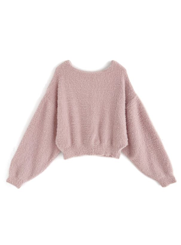 日本 GRL - 溫柔V領珍珠釦短絨小外套-黑 (F)