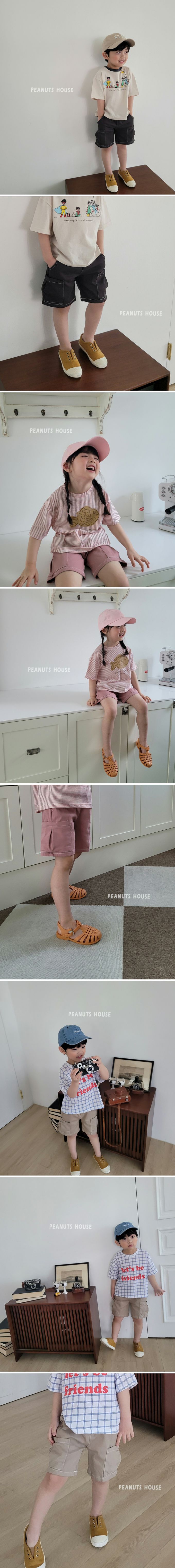 韓國 Peanuts House - 鬆緊腰側邊口袋短褲-玫瑰粉