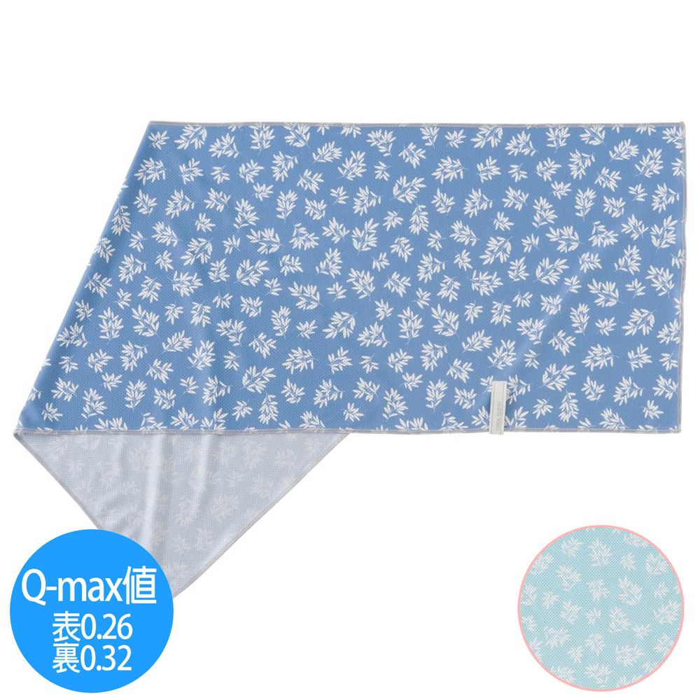 日本小泉 - UV cut 90% 接觸冷感 水涼感巾(附收納袋)-清新樹葉-天藍 (30x90cm)
