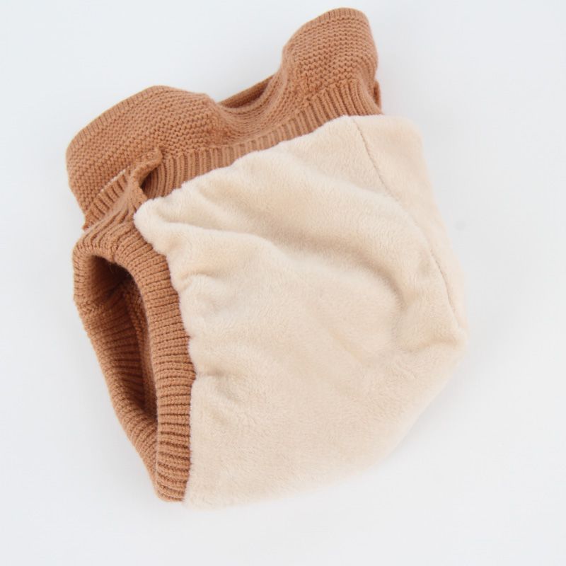 韓國 Babyblee - 大球球遮脖保暖帽-棕 (FREE)