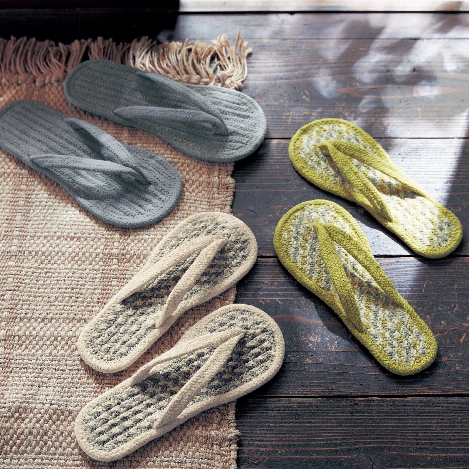 日本千趣會 - 夏日款 印度棉舒適夾腳室內拖鞋-海軍藍