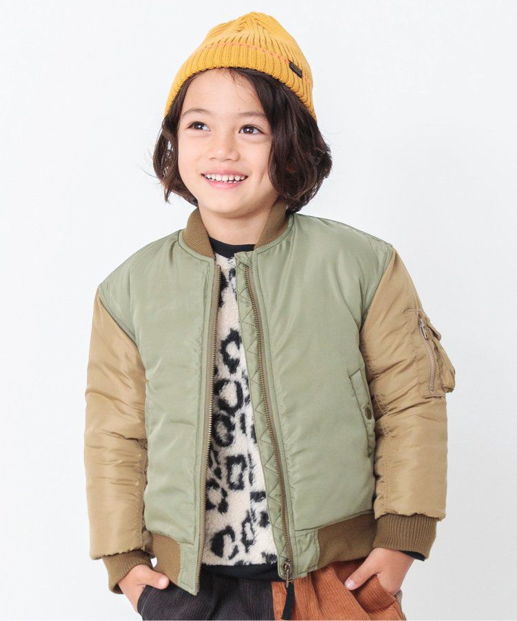 日本 BREEZE - 帥氣鋪棉MA-1飛行外套-軍綠x卡其