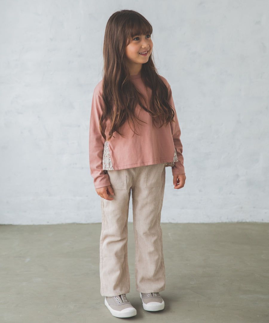 日本 PAIRMANON - 蛋糕層次拼接薄長袖上衣-春櫻燦爛-粉