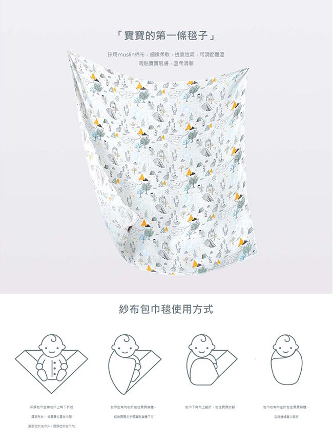 柔仕 - 棉柔紗布包巾毯-夢中城堡