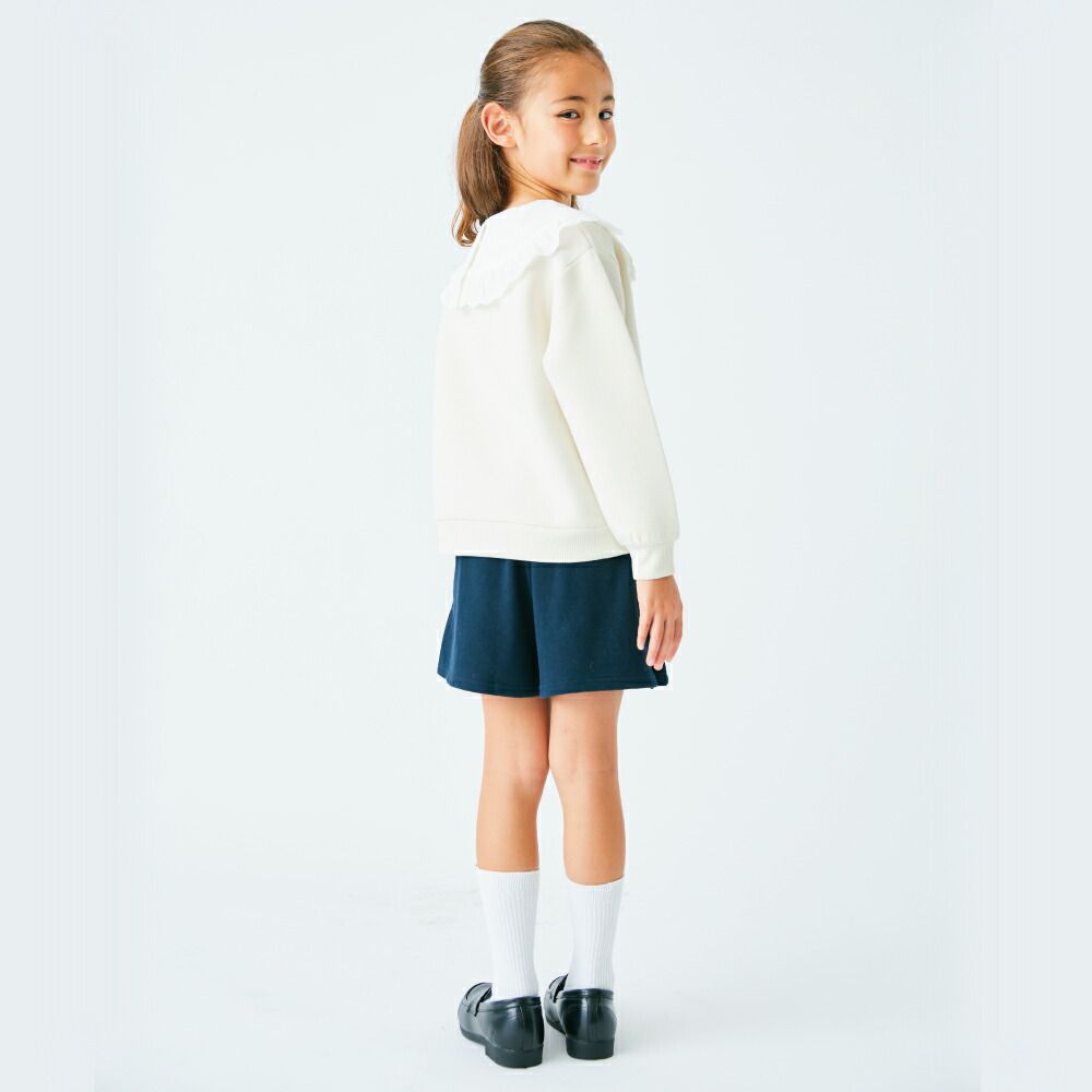 日本 evercloset - 上學安心！純棉百摺褲裙-深藍