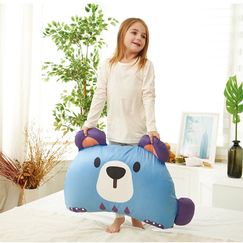 正韓Hello HiZoo - 純手工製動物夥伴防蟎抗菌兒童枕/透氣枕/護脊/護頸枕(大款)-守護熊