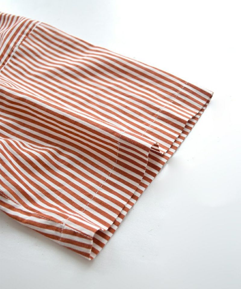 日本 zootie - 男孩感直條紋短袖襯衫-磚紅