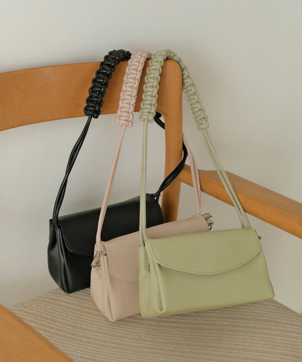 日本 Bab - 編織背袋皮革肩背小包-黑