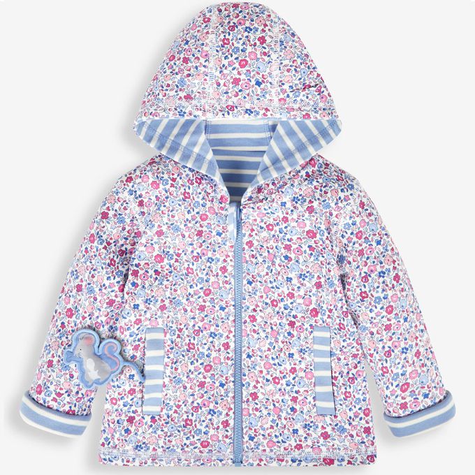 英國 JoJo Maman BeBe - 幼/兒童雙面穿100%純棉保暖連帽外套-紫羅蘭鼠