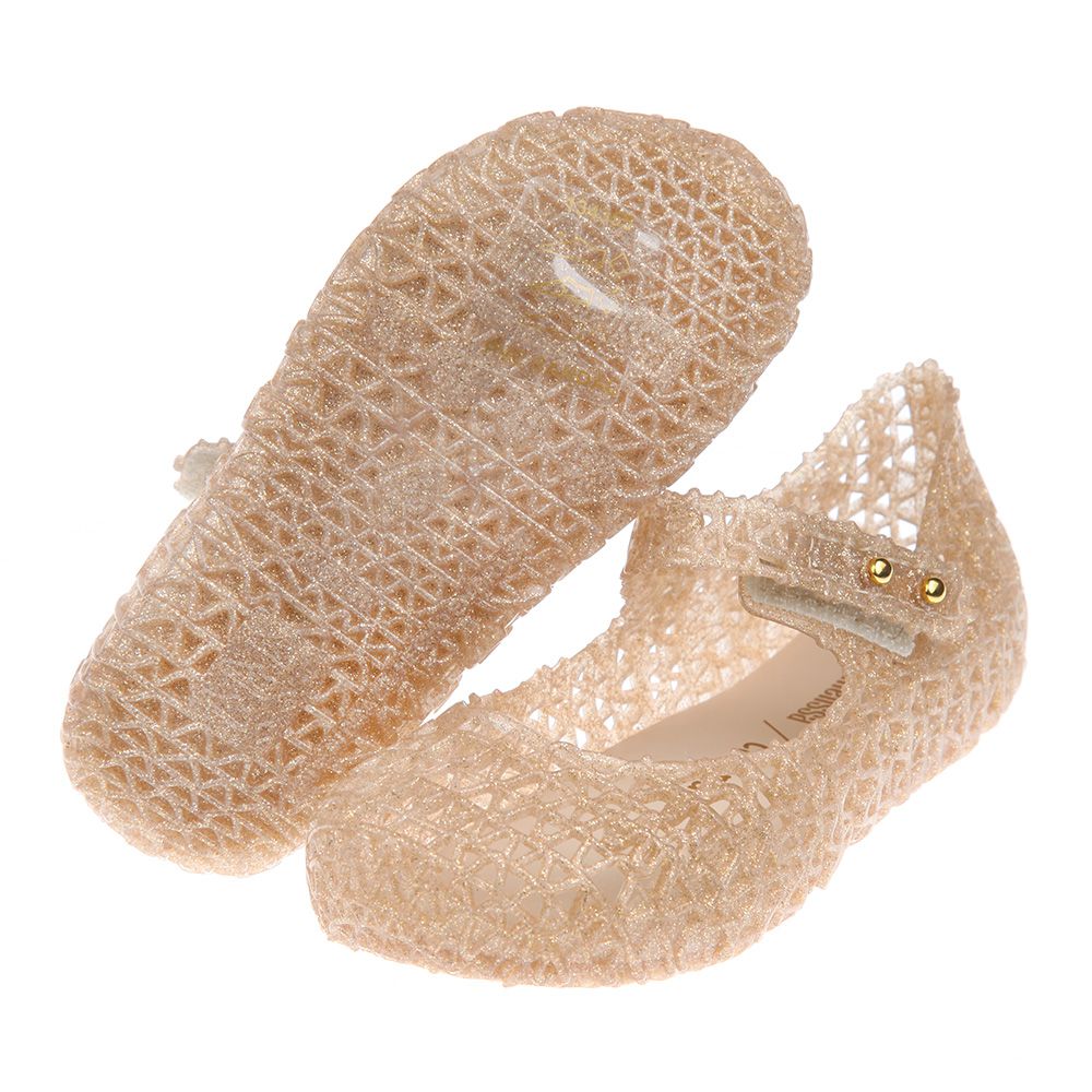 Melissa - 經典鳥巢褐金色兒童公主鞋香香鞋-褐金色